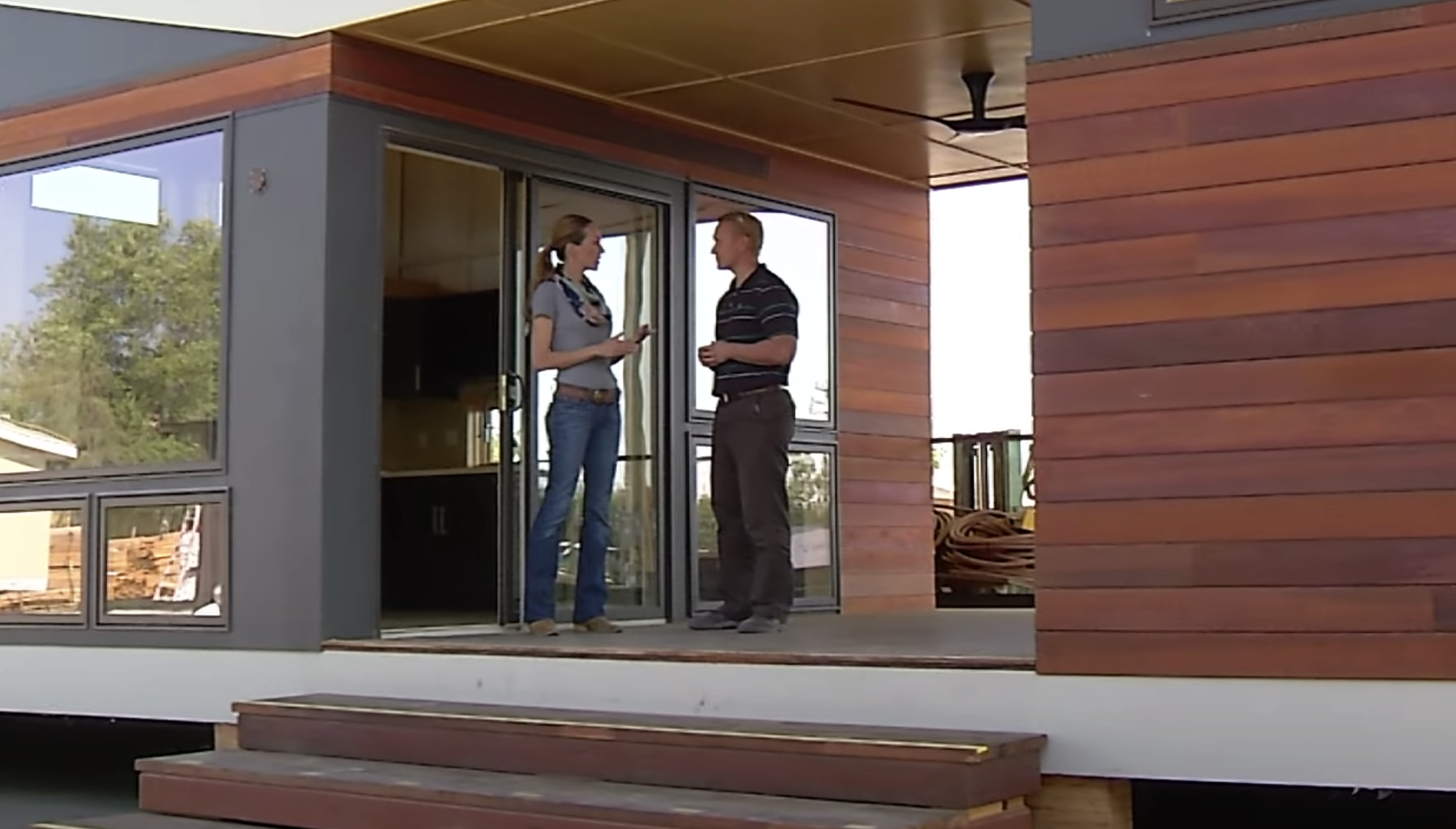 walking through a pre-fab home factory